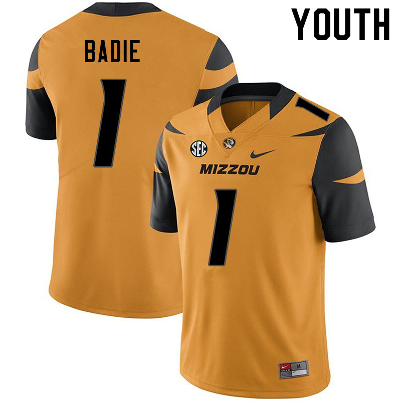 Youth #1 Tyler Badie Missouri Tigers College Football Jerseys Sale-Yellow